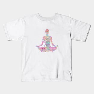 Yoga Excercise in Form Silhouette Shape Text Word Cloud Kids T-Shirt